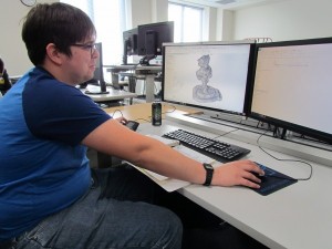 Mechanical Design student creates three dimensional drawing of Bucky statue.