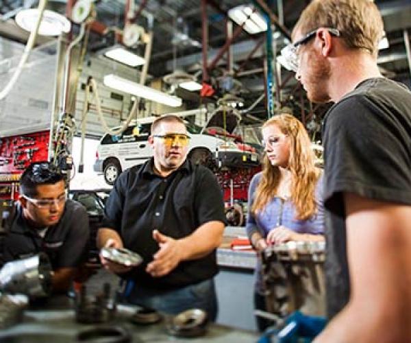 Automotive Technician Image of Instructor and Students