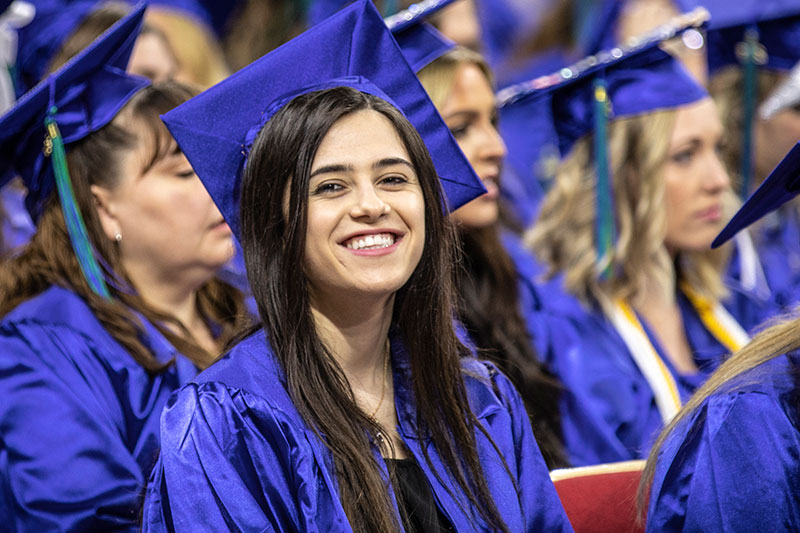 Madison College student at commencement