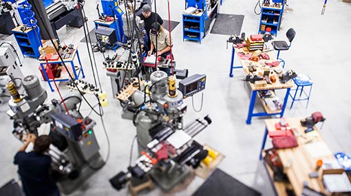 overhead view of a technology shop