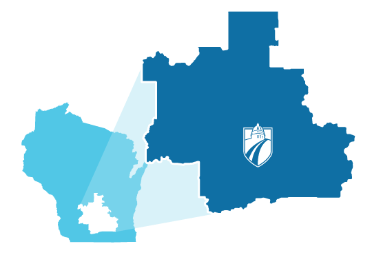 illustration representing the Madison College area within Wisconsin